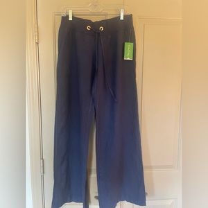 Lilly Pulitzer 100% Linen the beach pant wide leg in blue women’s M